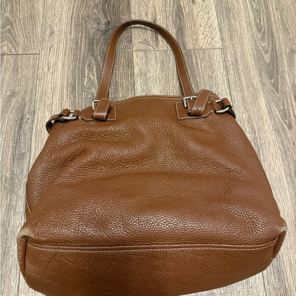 Prada Vintage Brown Vitello Dani Tote Bag Pebbled Leather Y2K Silver Hardware